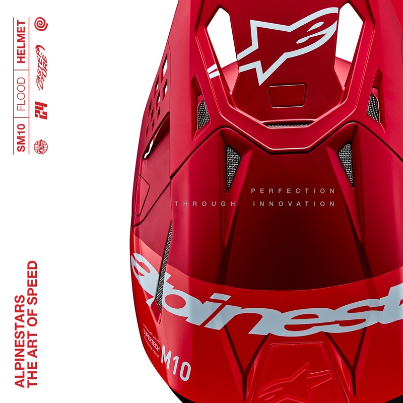 Alpinestars Supertech S-M10 Flood casco da motocross rosso fluo opaco