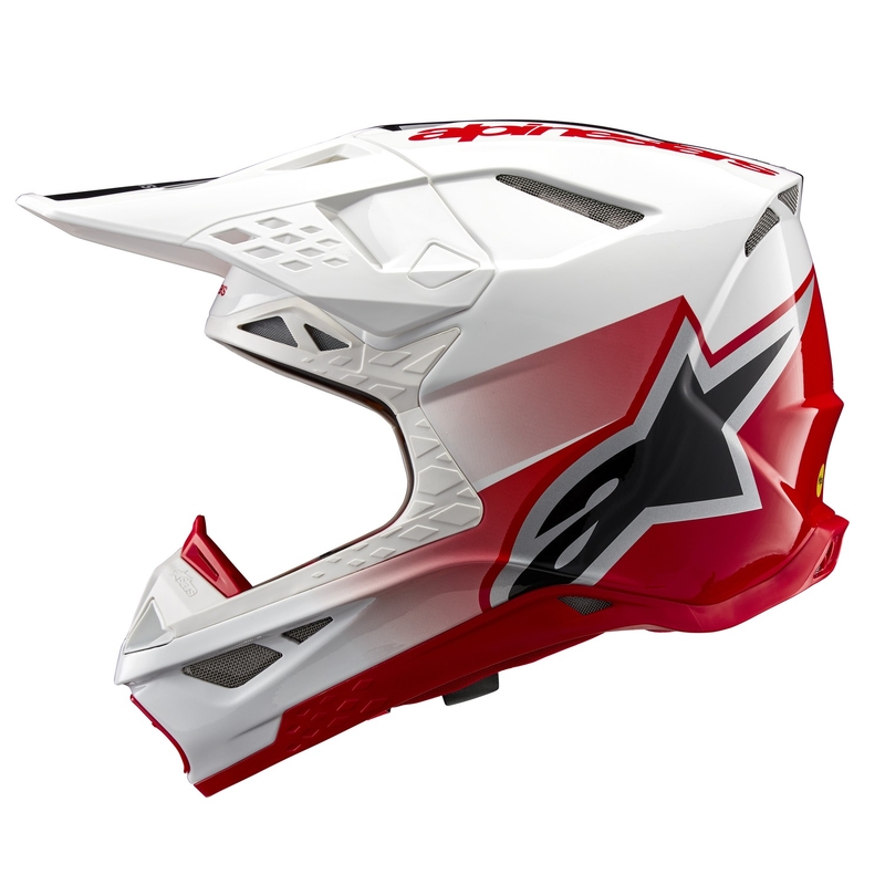 Casco da motocross Alpinestars Supertech S-M10 Unite rosso e bianco
