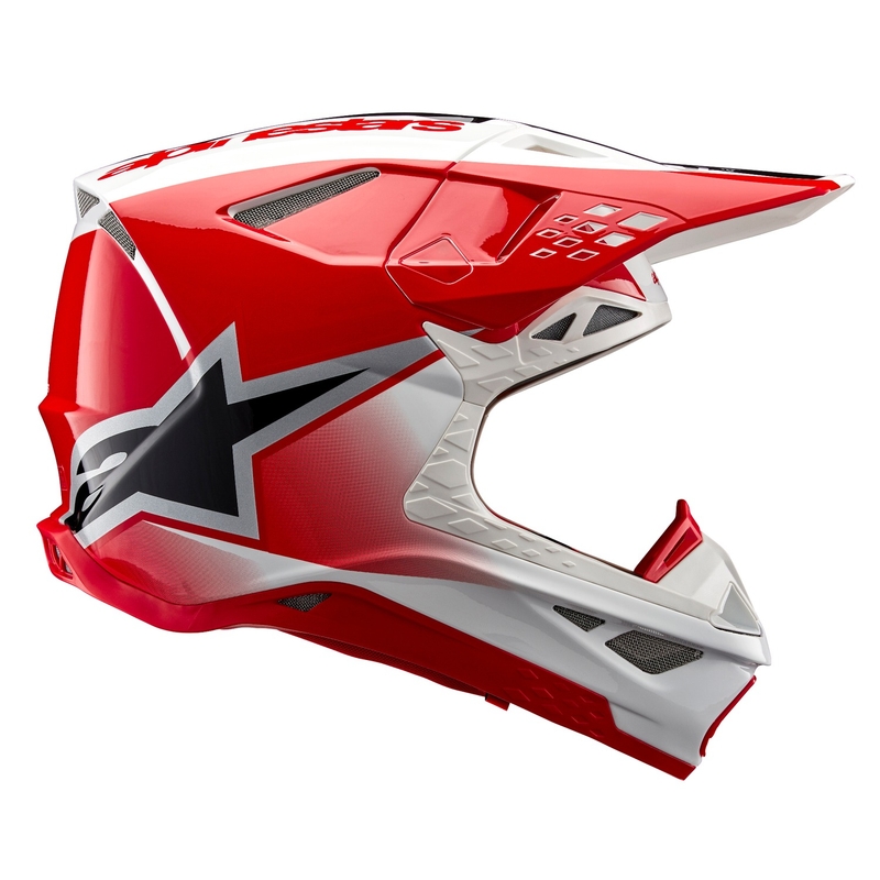 Casco da motocross Alpinestars Supertech S-M10 Unite rosso e bianco