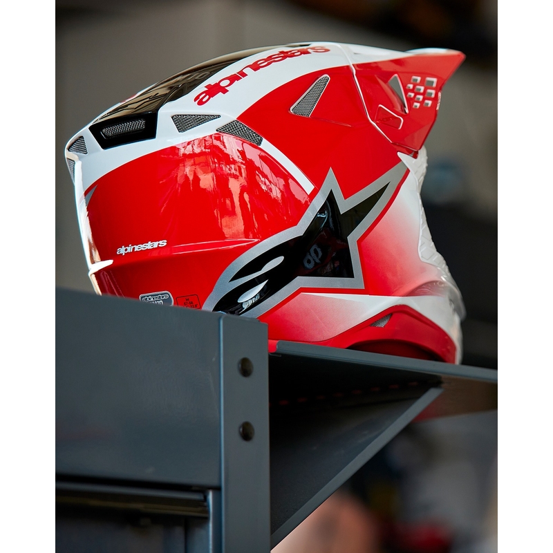 Casco da motocross Alpinestars Supertech S-M10 Unite rosso e bianco