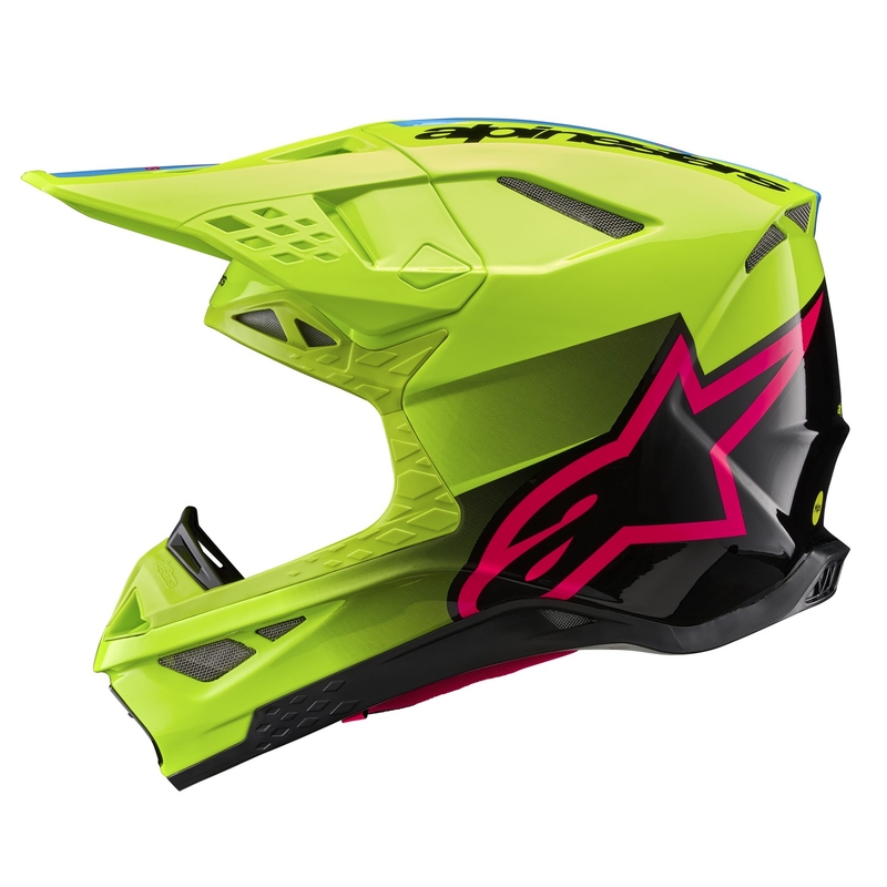 Casco da motocross Alpinestars Supertech S-M10 Unite giallo fluo-nero-rosa
