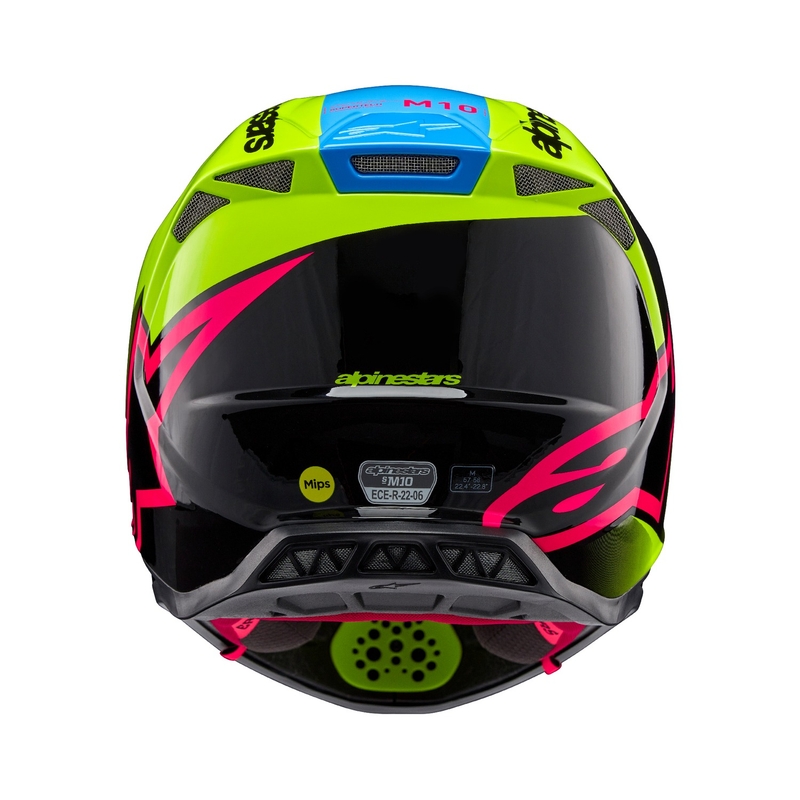 Casco da motocross Alpinestars Supertech S-M10 Unite giallo fluo-nero-rosa