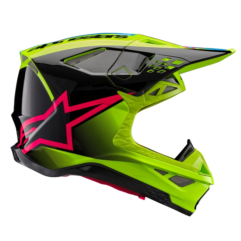 Casco da motocross Alpinestars Supertech S-M10 Unite giallo fluo-nero-rosa