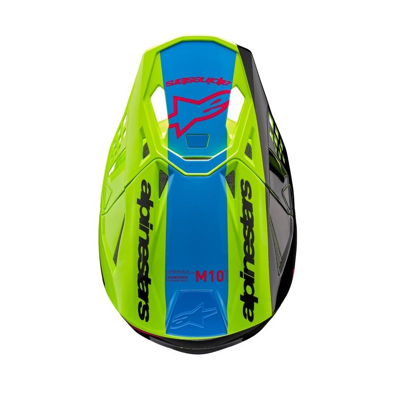 Casco da motocross Alpinestars Supertech S-M10 Unite giallo fluo-nero-rosa