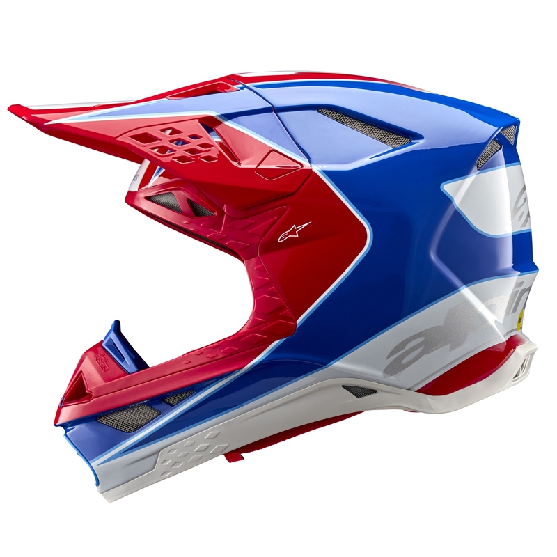 Casco da motocross Alpinestars Supertech S-M10 Aeon rosso-blu fluo