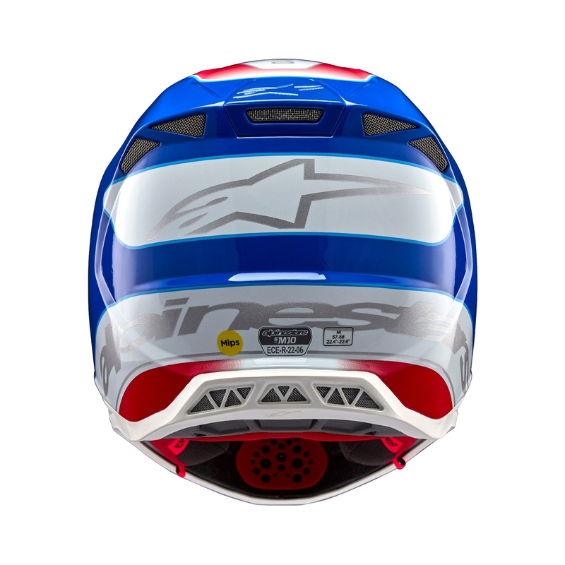 Casco da motocross Alpinestars Supertech S-M10 Aeon rosso-blu fluo