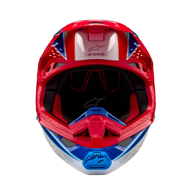 Casco da motocross Alpinestars Supertech S-M10 Aeon rosso-blu fluo