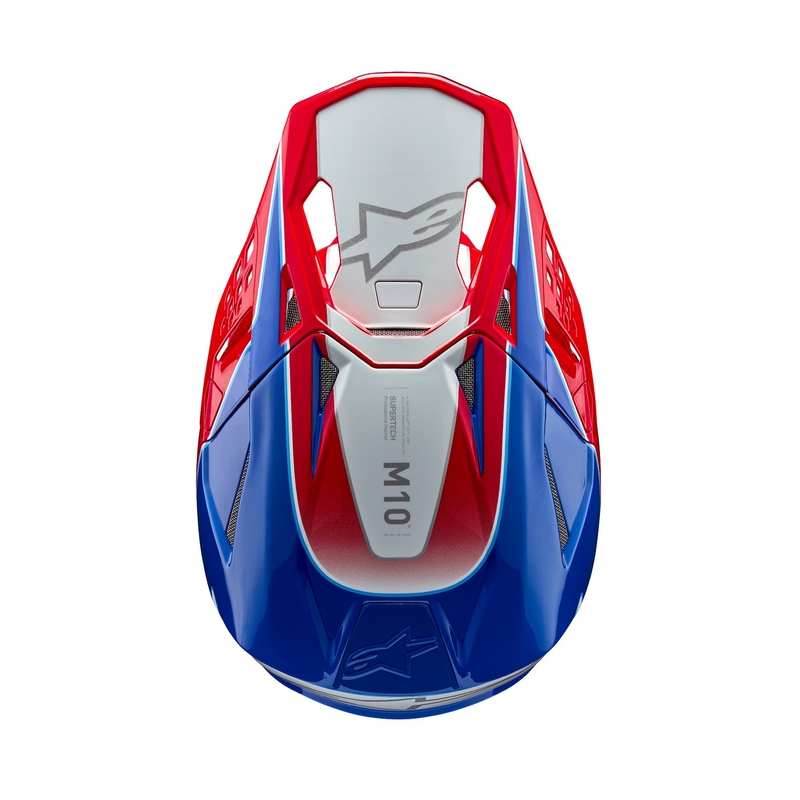 Casco da motocross Alpinestars Supertech S-M10 Aeon rosso-blu fluo
