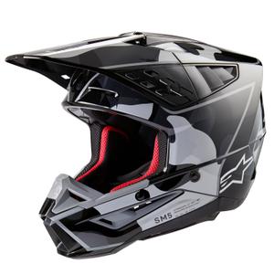 Casco da motocross Alpinestars S-M5 Rover 2 nero e argento