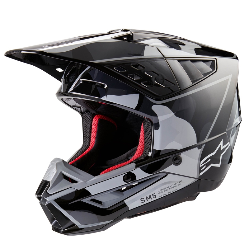 Casco da motocross Alpinestars S-M5 Rover 2 nero e argento