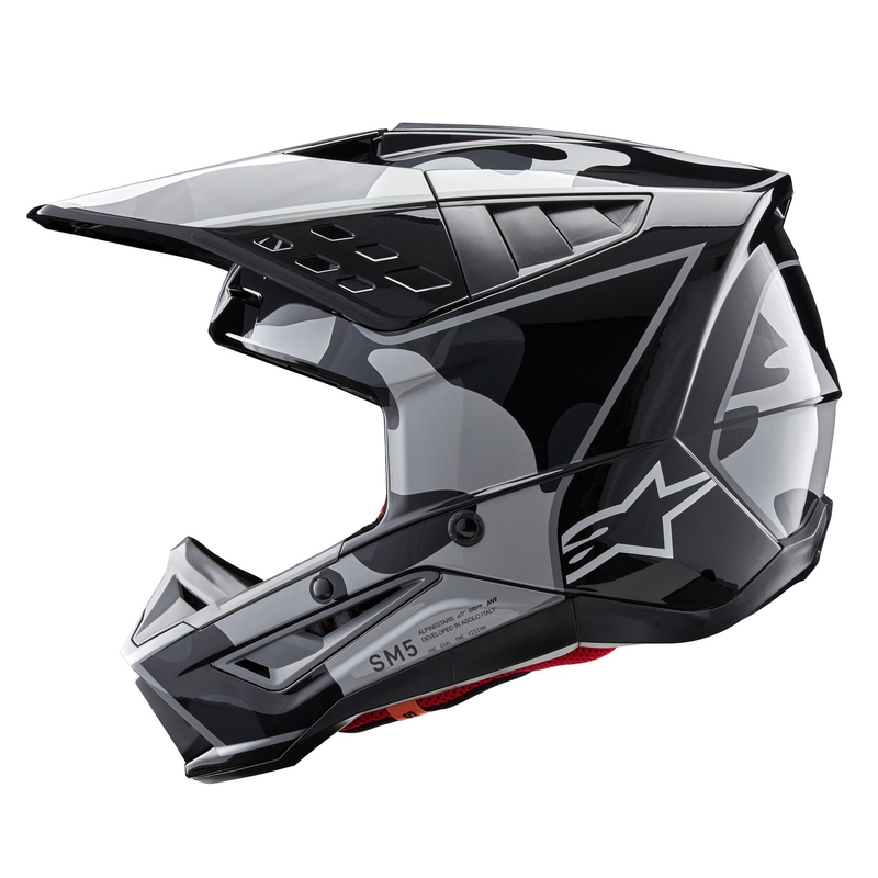 Casco da motocross Alpinestars S-M5 Rover 2 nero e argento
