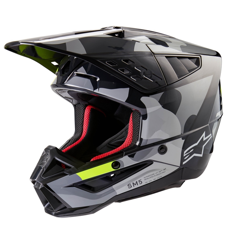 Alpinestars S-M5 Rover 2 casco da motocross grigio scuro-giallo fluo