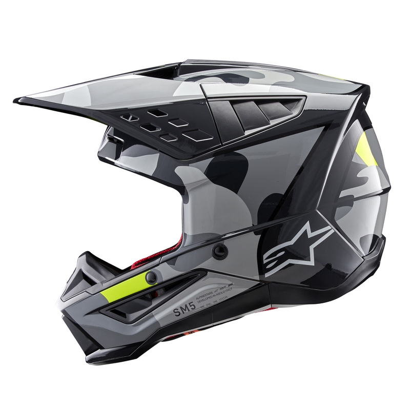 Alpinestars S-M5 Rover 2 casco da motocross grigio scuro-giallo fluo