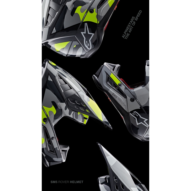 Alpinestars S-M5 Rover 2 casco da motocross grigio scuro-giallo fluo