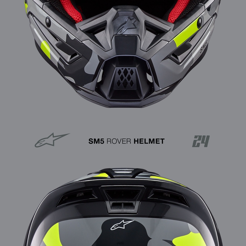 Alpinestars S-M5 Rover 2 casco da motocross grigio scuro-giallo fluo