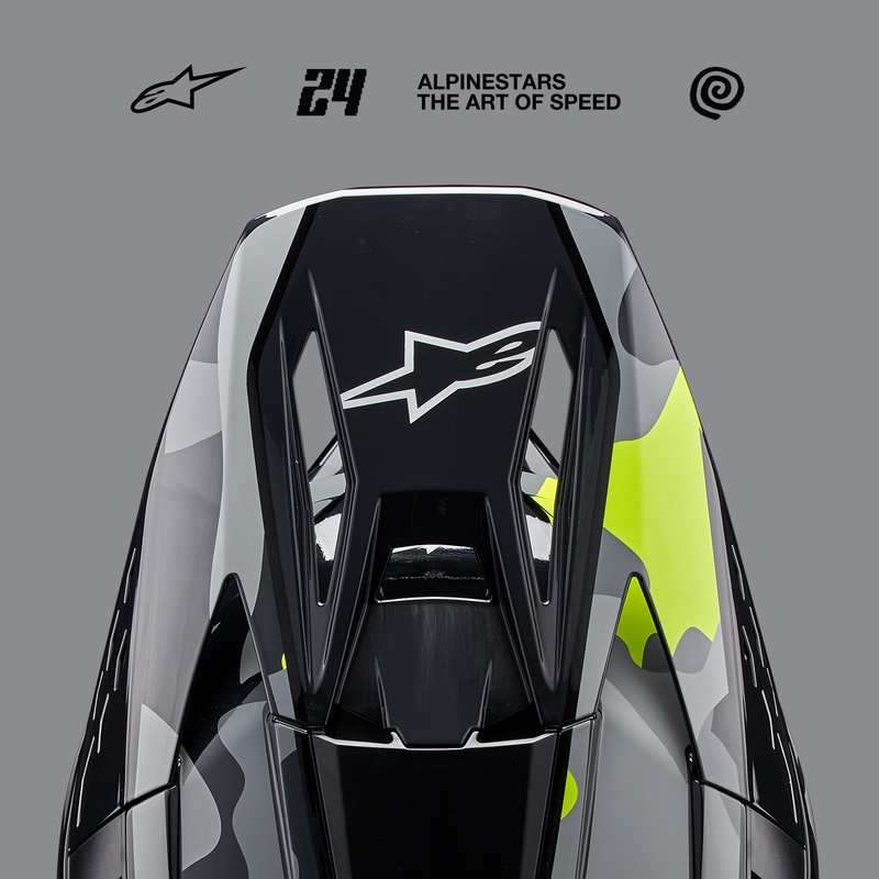 Alpinestars S-M5 Rover 2 casco da motocross grigio scuro-giallo fluo