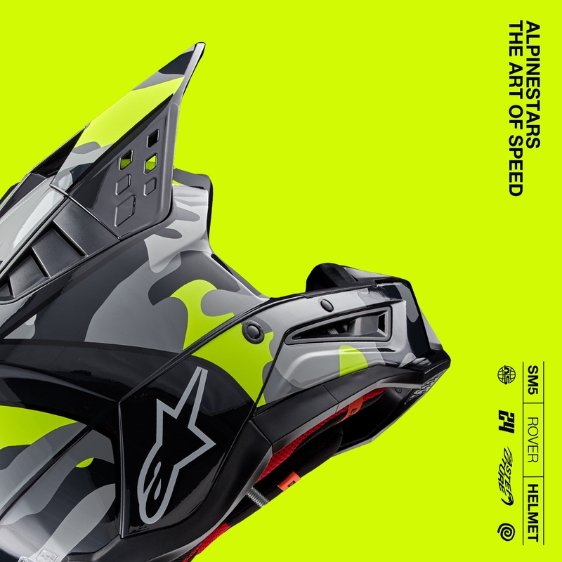 Alpinestars S-M5 Rover 2 casco da motocross grigio scuro-giallo fluo