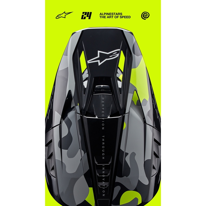 Alpinestars S-M5 Rover 2 casco da motocross grigio scuro-giallo fluo