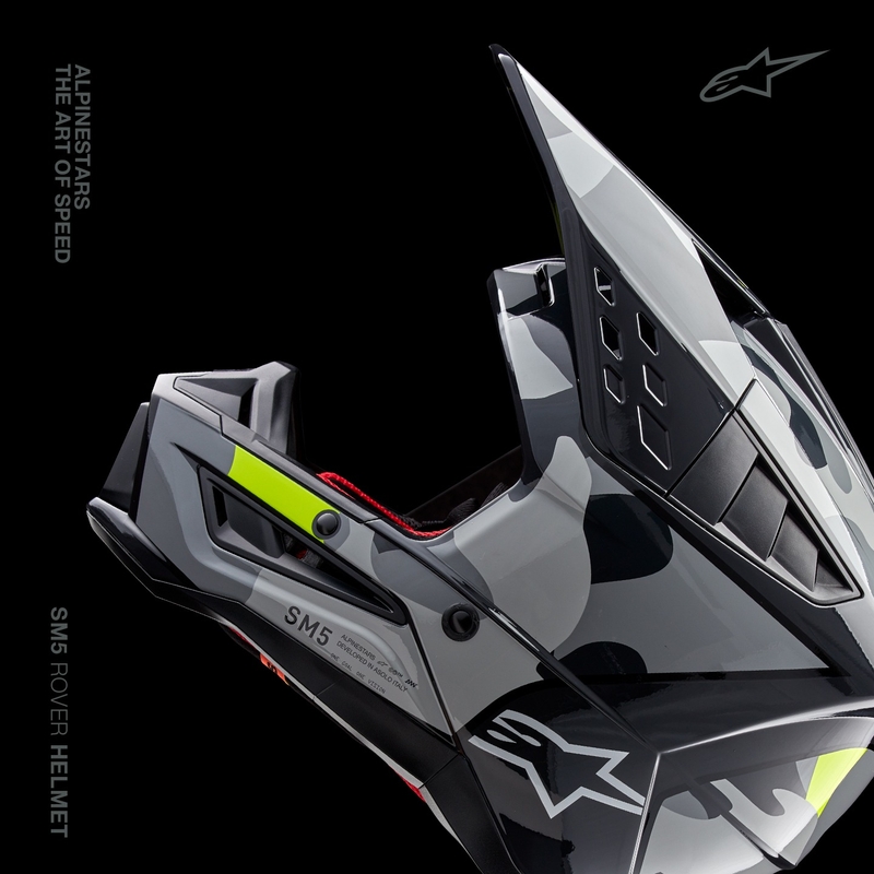 Alpinestars S-M5 Rover 2 casco da motocross grigio scuro-giallo fluo