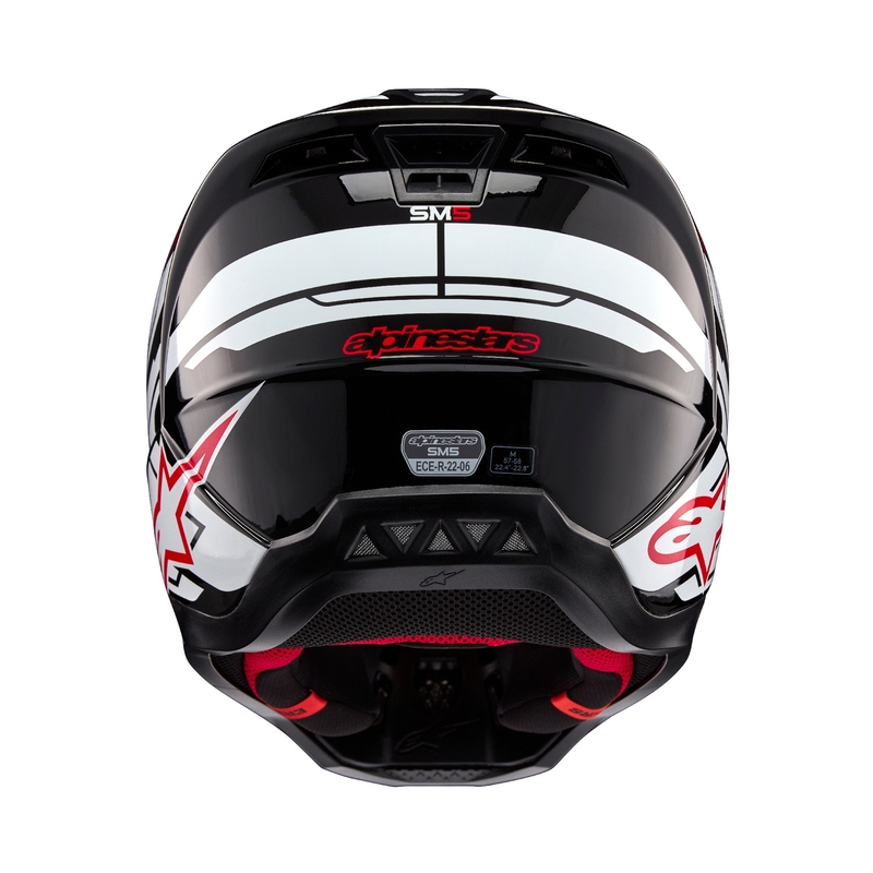Alpinestars S-M5 Action 2 Casco da motocross nero-bianco-rosso fluo