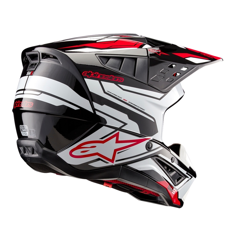 Alpinestars S-M5 Action 2 Casco da motocross nero-bianco-rosso fluo