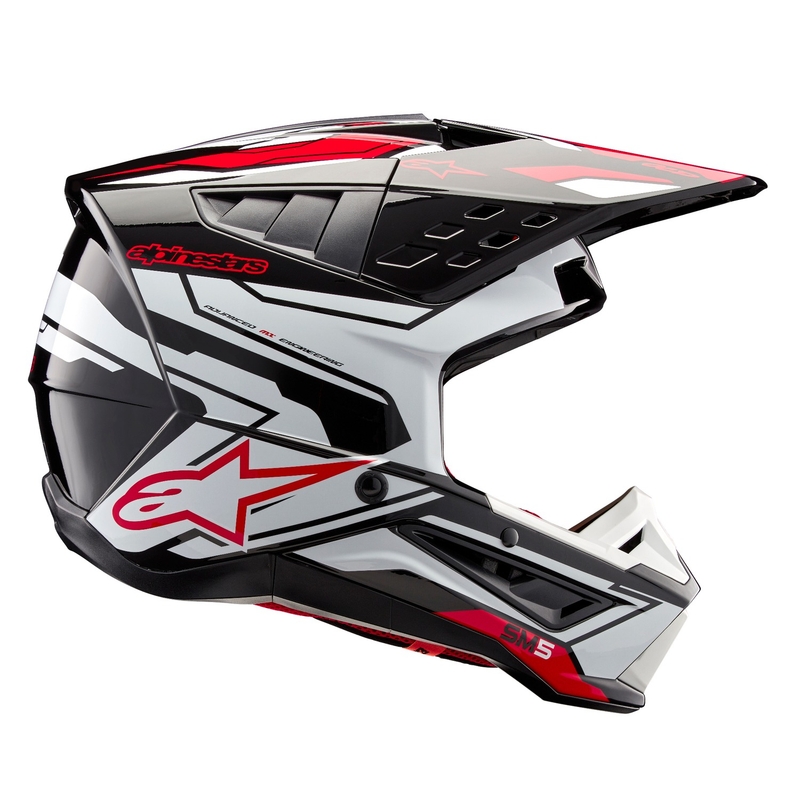 Alpinestars S-M5 Action 2 Casco da motocross nero-bianco-rosso fluo