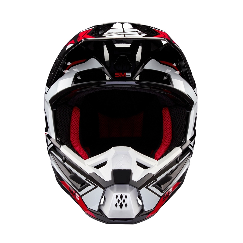 Alpinestars S-M5 Action 2 Casco da motocross nero-bianco-rosso fluo