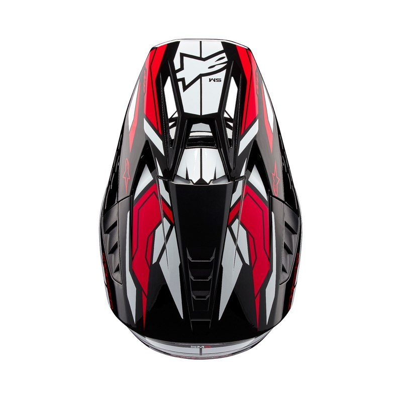 Alpinestars S-M5 Action 2 Casco da motocross nero-bianco-rosso fluo