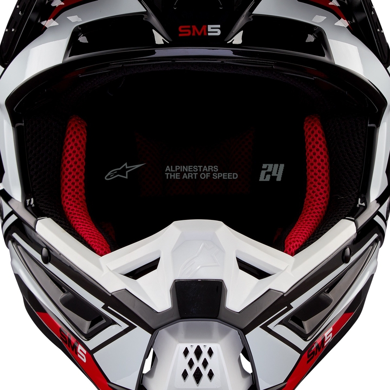 Alpinestars S-M5 Action 2 Casco da motocross nero-bianco-rosso fluo