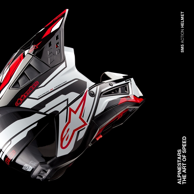 Alpinestars S-M5 Action 2 Casco da motocross nero-bianco-rosso fluo