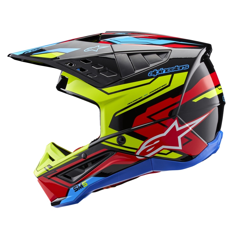 Casco da motocross Alpinestars S-M5 Action 2 giallo fluo-rosso fluo