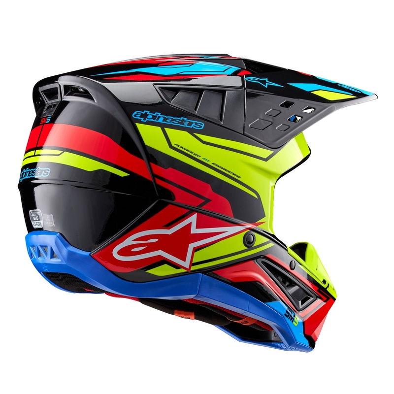 Casco da motocross Alpinestars S-M5 Action 2 giallo fluo-rosso fluo
