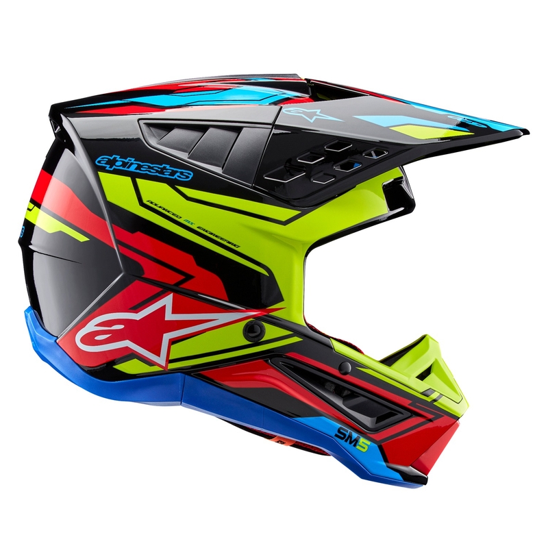 Casco da motocross Alpinestars S-M5 Action 2 giallo fluo-rosso fluo
