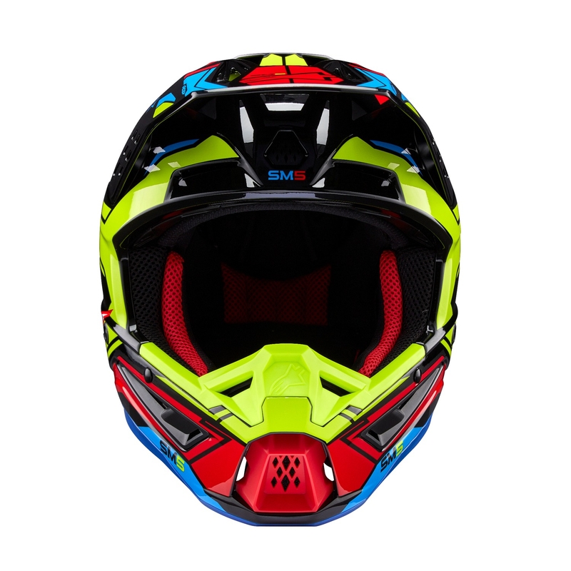 Casco da motocross Alpinestars S-M5 Action 2 giallo fluo-rosso fluo