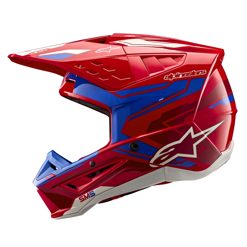 Casco da motocross Alpinestars S-M5 Action 2 rosso-blu fluo