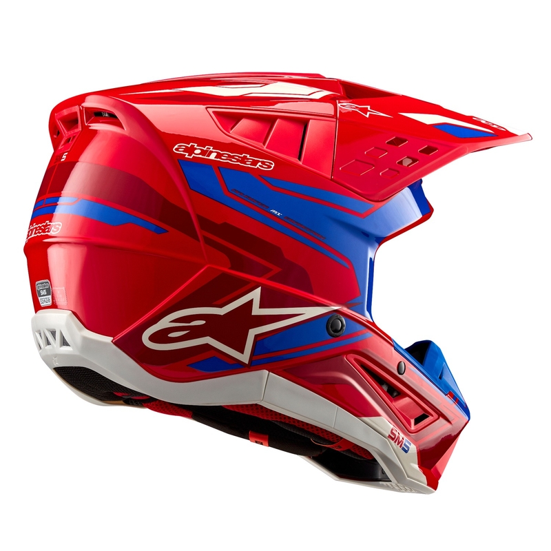 Casco da motocross Alpinestars S-M5 Action 2 rosso-blu fluo