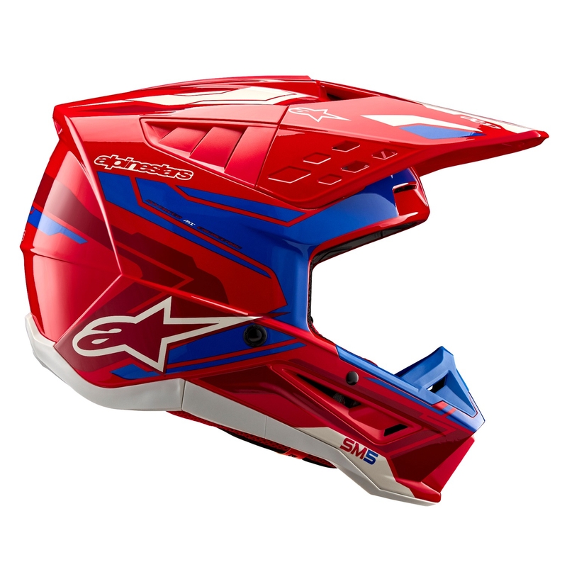 Casco da motocross Alpinestars S-M5 Action 2 rosso-blu fluo
