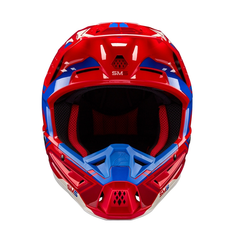Casco da motocross Alpinestars S-M5 Action 2 rosso-blu fluo
