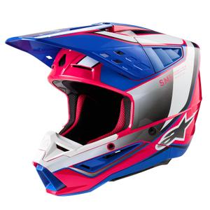 Alpinestars S-M5 Sail Casco da motocross bianco-rosa-blu