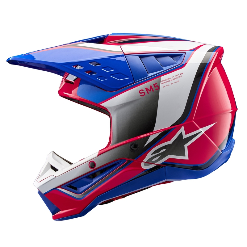 Alpinestars S-M5 Sail Casco da motocross bianco-rosa-blu