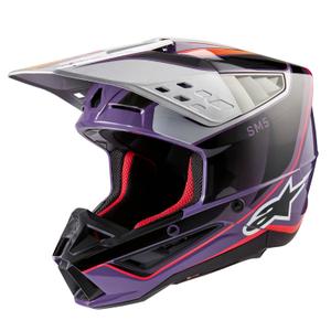 Alpinestars S-M5 Sail casco da motocross viola-nero-argento