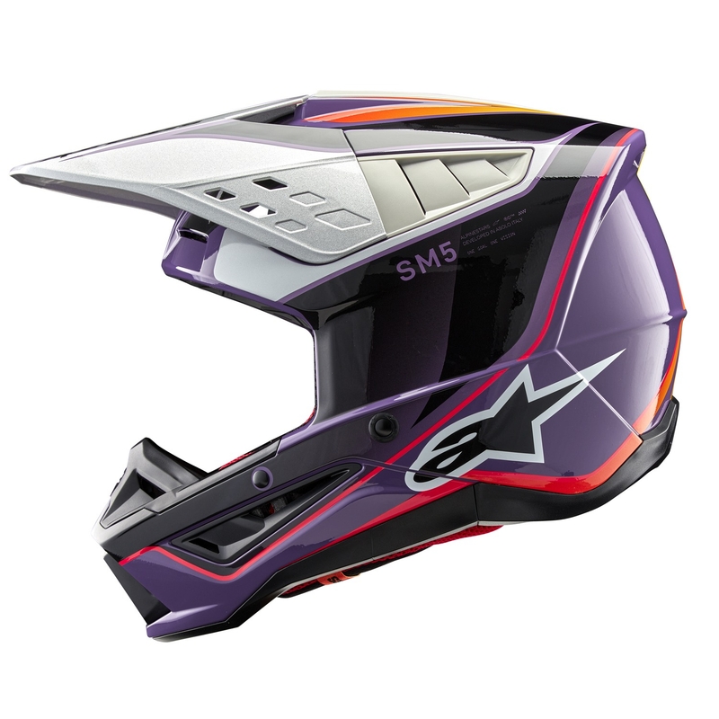 Alpinestars S-M5 Sail casco da motocross viola-nero-argento