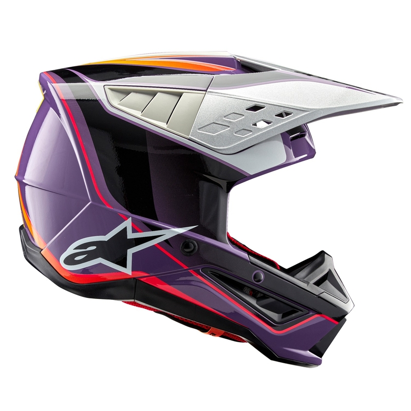 Alpinestars S-M5 Sail casco da motocross viola-nero-argento