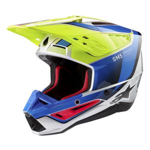 Casco da motocross Alpinestars S-M5 Sail giallo fluo-blu-argento