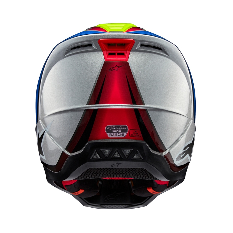 Casco da motocross Alpinestars S-M5 Sail giallo fluo-blu-argento
