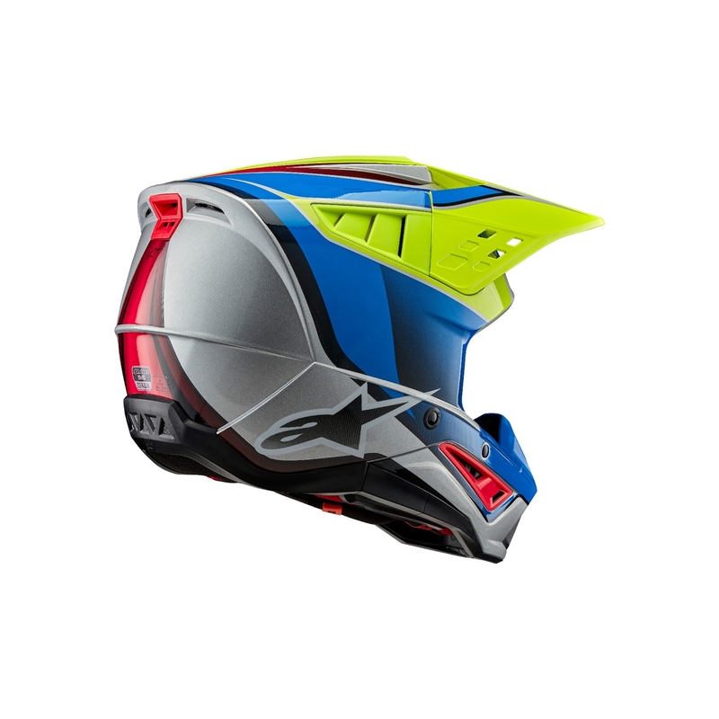 Casco da motocross Alpinestars S-M5 Sail giallo fluo-blu-argento