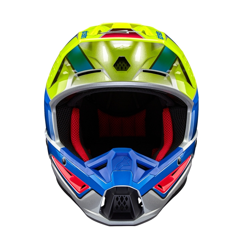 Casco da motocross Alpinestars S-M5 Sail giallo fluo-blu-argento