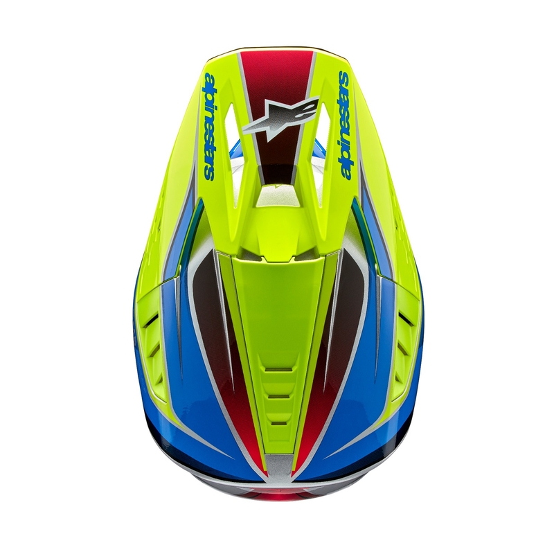 Casco da motocross Alpinestars S-M5 Sail giallo fluo-blu-argento