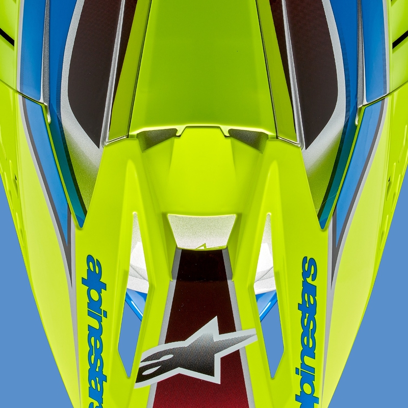 Casco da motocross Alpinestars S-M5 Sail giallo fluo-blu-argento