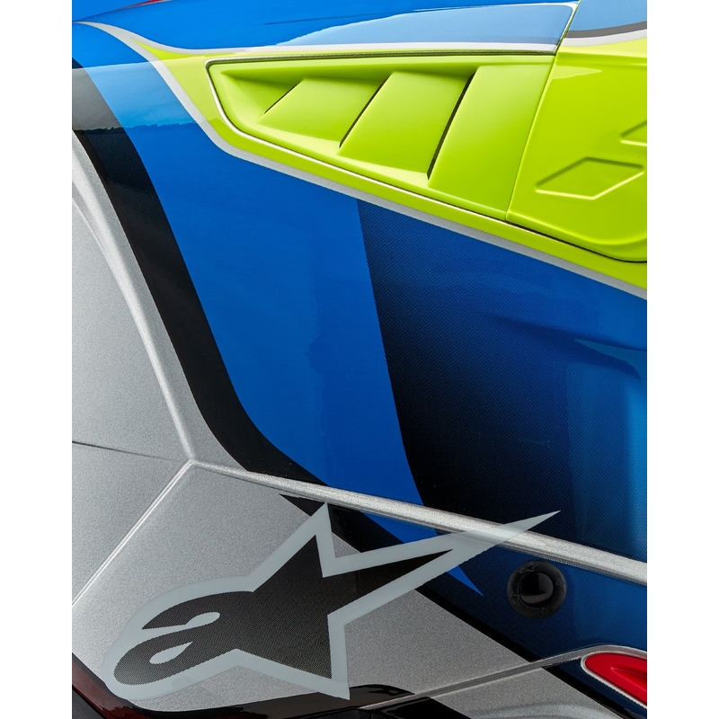 Casco da motocross Alpinestars S-M5 Sail giallo fluo-blu-argento